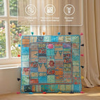 THE ART BOX 35" X 35" Large Boxed Shaped Premium Hypoallergenic Square Stuffer Best for Meditation Floor Pillow Cover, Mandala Ottoman Cushion, Dog Beds, Lounger, Pet Beds - color: Turquoise