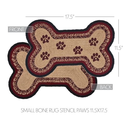 VHC Brands Braided Cotton Rug Small, Cotton Area Rug, Accent Rug, Floor Decor, Connell Collection, Bone Shape 11.5x17.5, Burgundy - size: 11.5x17.5