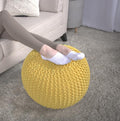 Round Pouf Ottoman, 18" Bordeaux Knitted Cotton Woven Round Pouf, Sofa Footrest Suitable for Living Room, Bedrooms, Home, Offices (Yellow) - color: Yellow