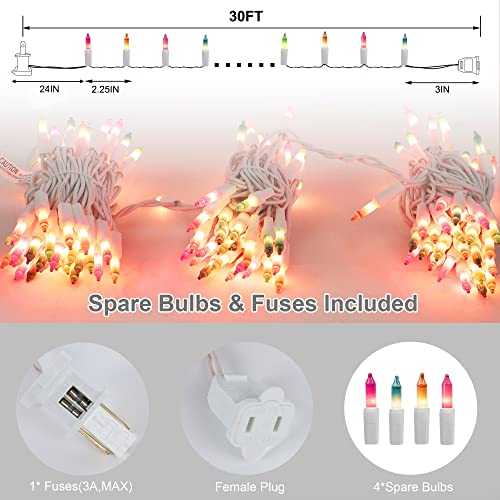 LJLNION 3 Sets Easter String Lights, 150 Count 30 FT Each White Wire Mini Pastel Fairy Lights, 120V UL Certified Connectable Xmas Lights for Garden Patio Holiday Party Outdoor Decoration, Multicolor - color: Pastel