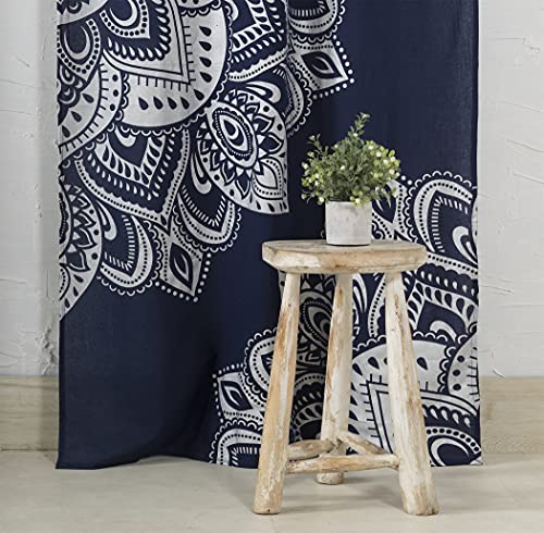Popular Handicrafts Printed Curtains for Living Room Indian Hippie Bohemian Beautiful Ombre Silver Color Mandala Curtain for Bedroom Panels - color: Blue Silver_f, size: 38"W x 83"L (Pack of 2)