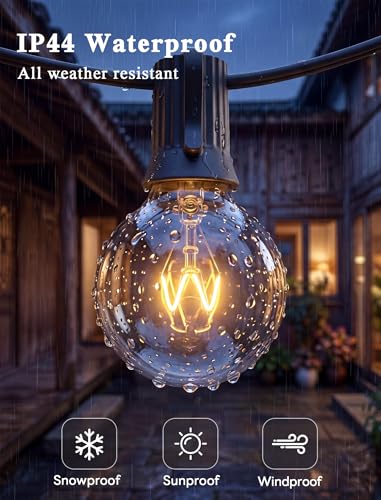 Abeja 25Ft Outdoor Patio String Lights, G40 Outdoor Globe String Lights with 27 Clear Bulbs, Hanging Light for Porch Backyard Deck Bars Wedding Indoor Decor, E12 Base, 5W Black Wire - color: 25FT Amber White-Black, size: 25FT