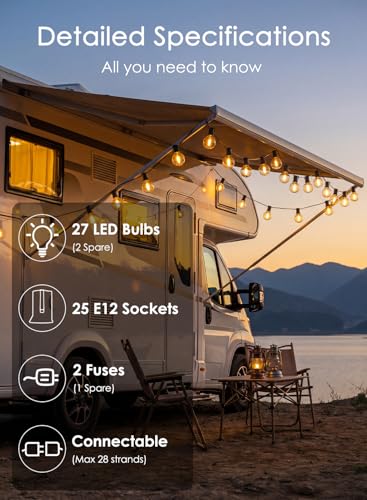 25FT G40 LED Globe Outdoor String Lights with 25 Plastic Shatterproof Bulbs | 2700K Warm White, IP65 Waterproof Hanging Connectable Globe Lights for Patio, Backyard, Bistro, Porch, Black Wire - color: Warm White-Black, size: 25FT
