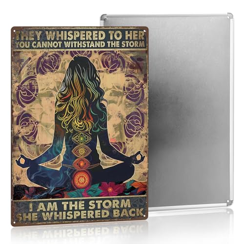 Boho Gifts For Women Yoga Room Decor Spiritual Wall Decor Zen Wall Sign Vintage Metal Sign For Office Yoga Room Gym 8×12 Inches - color: Yoga, size: 8×12Inches
