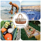 Large Wicker Picnic Basket with Handles,Handle Sturdy Woven Body with Removable and Washable Lining,Outdoor Camping,Gift Packing,Garden Picking, Storage.Yellow Flower - color: Yellow Flower