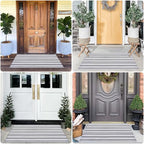 Black and White Striped Rugs, 28”x 43” Outdoor Indoor Front Porch Door Mats Cotton Hand-Woven Layered Area Rug Doormat for Entryway Patio Entryway Laundry Bedroom Living Room