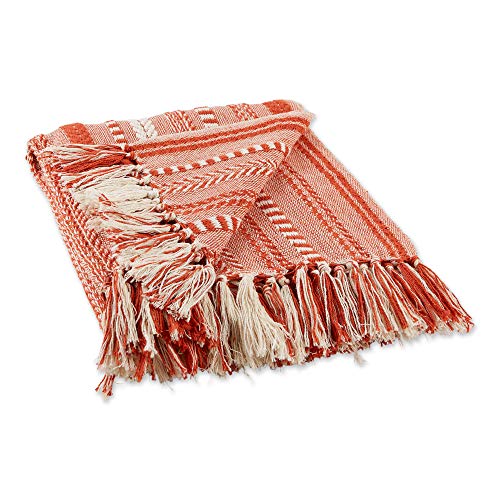 DII Braided Striped Decorative Throw Blanket, 50x60, Vintage Orange/Red - color: Vintage Orange/Red