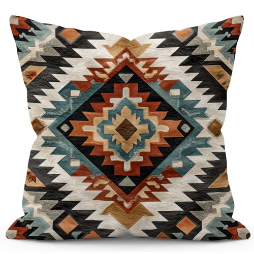 YOU FOUND ME Boho Throw Pillow Covers 18x18 Inch, Vintage Bohemian Carpet Print Pillowcase, Soft Decorative Cushion Cover for Couch Sofa Bedroom Living Room Decor (Colorful) - color: Colorful
