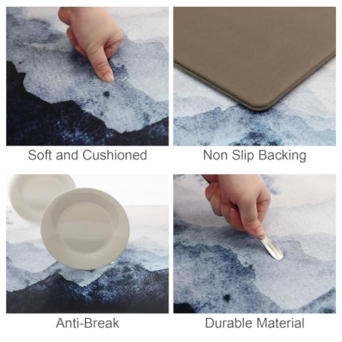 MAYHMYO Anti Fatigue Kitchen Mat - Set of 2 - Blue Mountains Design Comfort Mats - Cushioned, Non Slip Floor Mat - color: Blue Mountains, size: 29"L X 17.3"W X 0.4"Th + 47"L X 17.3"W X 0.4"Th