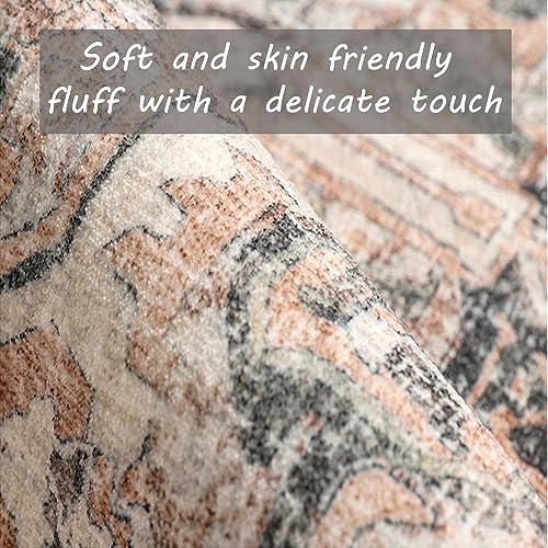 CHAMPLANT Area Rug 2x3 Washable Rug Door Mat Vintage Distressed Doormat Indoor Entrance Traditional Thin Rug Floral Print Non Slip Carpet for Kitchen Bathroom Bedroom Living Room - color: Grey, size: 2' x 3' (Rectangular)