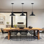 Zlepmlla Famrhouse Pendant Light, Black Pendant Light Fixture with Metal Dome Shade, Adjustable Height Hanging Light for Kitchen Island, Living Room, Bedroom - color: Metal Black