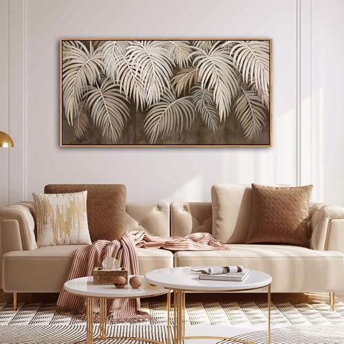 Boho Wall Art - Modern Minimalist Brown Canvas Artwork,Neutral Pictures for Living Room Textured Large Wall Art for Bedroom Wall Decor Framed Paintings 20×40IN - color: Brown, size: 40"L x 20"W