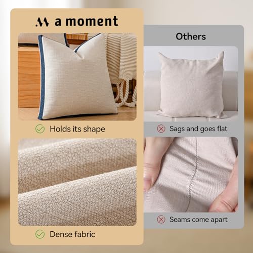 a moment Loop Yarn Linen-Like Pillow Cover Natural Soft Decorative Throw Pillow Case Farmhouse 12x20 Inch, Bohemian Textured Cushion Cover for Sofa Bed, Wrinkle-Resistant Home Decor Navy Blue - color: Navy Blue, size: 20" x 12" (Pack of 2)