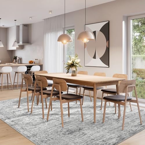 6x9 Area Rugs for Living Room - Grey Machine Washable Non-Slip Modern Rugs for Bedroom - Low Pile Thin Large Floor Carpet for Dinning Room Home Office (Neutral Gray, 6'x9') - color: Neutral Grey, size: 6' x 9' (Rectangular)