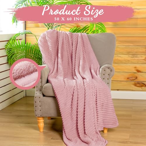 Buryeah 12 Pcs Flannel Throw Blanket Bulk 50 x 60 in Sleepover Blanket Outdoor Wedding Throw Lightweight, Oeko-tex Standard 100 Certified for Sofa Homeless Gifts (Dusty Pink) - color: Dusty Pink