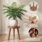 Wood Plant Stands Indoor, Teak Plant Stand Modern Plant Table for Large Plants, Wooden Plant Stool, Tall Plant Holder Small Round Side for Living Room, Balcony, Office (1 Pack) - color: Teak