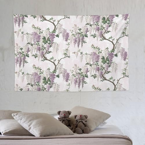 HZOHNAGO Lavender Flower Tapestry Purple Floral Tree Botanical Pattern Printed Wall Tapestry Wall Hanging for Bedroom Living Room Dorm 60" W x 40" H - color: Lavender-3, size: 60"L x 40"W