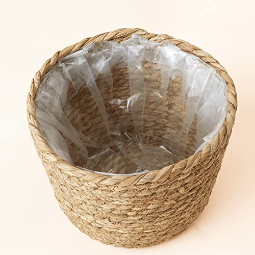 La Jolíe Muse Seagrass Planter Basket Indoor, Flower Pots Cover, Plant Containers, Natural, 3-Pack - color: Brown