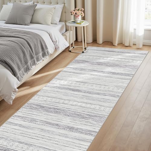 Tortania Area Rug 2x6 Runner Rugs - Washable Soft Neutral Boho Moroccan Farmhouse Rug Indoor Floor Carpet for Living Room Bedroom Kitchen Entryway Under Dining Table Home Office Decor - Grey - color: Grey, size: 2' x 6' (Runner)