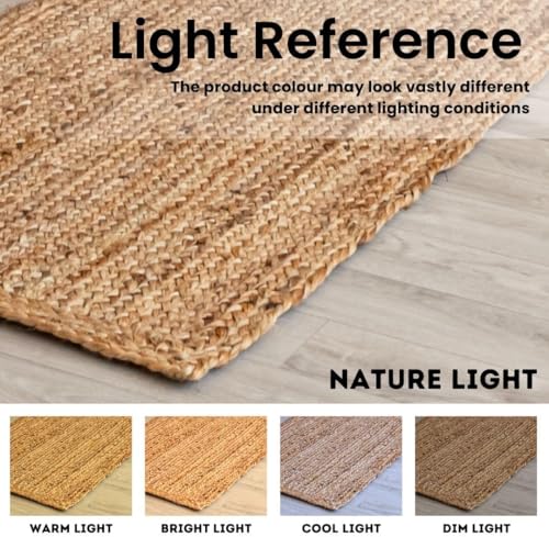 HOMEMONDE Jute Rug 9'x12' Rectangular Boho Home Decor Area Rug - Natural Hand Woven Rustic Vintage Reversible Braided Rug for Bedroom, Kitchen, Living Room, Hallway, Dining Room - size: 9' x 12' (Rectangular)