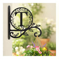 Metal Initial Letter T Plant Hanger Bracket, Decorative Wall Mount Hanging Plant Hook, Monogram Floral Leaf Garden Decor for Hanging Baskets, Bird Feeders, Lanterns, Wind Chimes - style: T