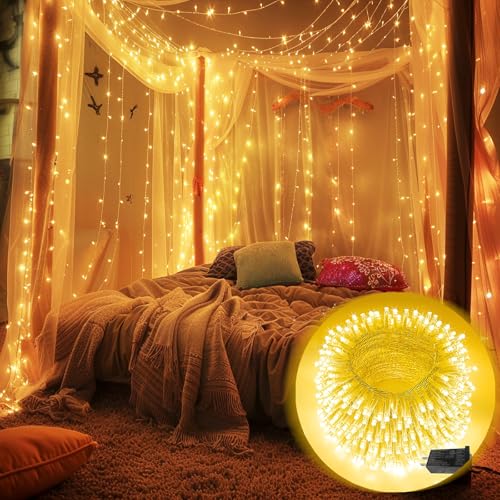 66FT 200LED Christmas String Lights Outdoor/Indoor, Extendable Twinkle Fairy Lights Waterproof Clear Wire with 8 Modes&Timer Function for Garden Bedroom Patio Christmas Tree Decorations (Warm White) - color: Warm White, size: 200LED