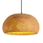 Bamboo Art Pendant Light Woven Oval LampShade Modern Hanging Natural Wicker Pendant Lamp Lighting Asian Style Restaurant Pendant Light Fixtures for Kitchen Island,Cafe,Teahouse,Bar - size: 60cm*25cm