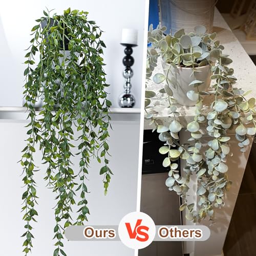 Artificial Hanging Plant 2 Pcs Faux Plant Ivy Vine Faux Eucalyptus Vines Fake Potted Greenery for Wall Living Room Home Shelf Office Bathroom Outdoor Indoor Decor (Type 1) - color: Type 1