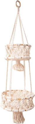 Multi Layer Woven Rope Organizer | Boho Hanging Plant Holder – 3-Tier Macrame Flower Basket, Decorative Indoor Pot Storage, Unique Hanging Ornament for Bedroom, Balcony, Kitchen, Office, Housewarming