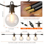 Kawaya 240FT Outdoor Lights String LED Patio Light Waterproof Dimmable G40 Globe String Lighting for Outside with 120+4 Blubs Shatterproof Hanging Lights for Porch Bistro Backyard Gazebo Balcony Cafe - size: 2×120FT