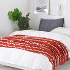 BOURINA Fluffy Chenille Knitted Fringe Throw Blanket Lightweight Soft Cozy for Bed Sofa Chair Throw Blankets, Rust 50" x 60" - color: A-rust, size: 50"×60"