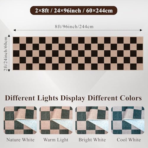 2x8 Checkered Runner Rug for Hallway: Washable Faux Jute Runners Indoor Farmhouse Style - Carpet with Non-Slip Backing - Non Slip Narrow Floor Runners for Entryway Kitchen Living Room (Black,2x8) - color: Black, size: 2' x 8' (Rectangular)