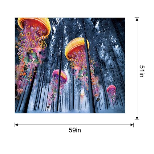 Jellyfish Tapestry Ocean Wall Art Soft Fabric Abstract Boho Tapestry for Living Room Bedroom Dorm Room Wall Hanging - color: Jellyfish, size: 59"L x 51"W