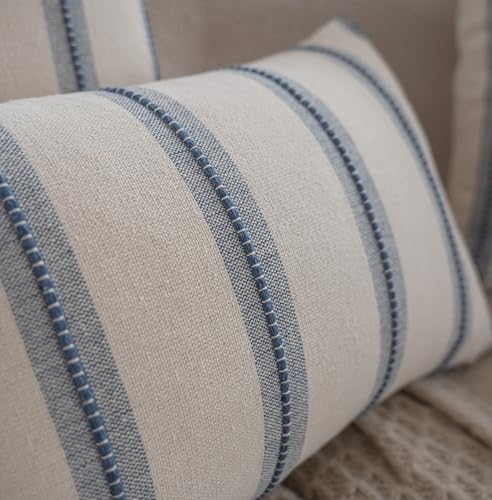 Cethom Boho Lumbar Pillow Covers 14x36 Long, Pack of 1, Blue Striped Decorative Body Pillowcase for Couch Bed, Textured Farmhouse Accent Cushion Covers for Living Room Bedroom Sofa Home Decor - color: Classic Blue, size: 36" x 14" (Pack of 1)