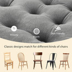 ELFJOY 4 Pack Chair Cushions for Dining Chairs Chair Pads Cushion for Kitchen Office Tufted Square Seat Cushion with Ties (16" Grey Velvet) - color: Grey