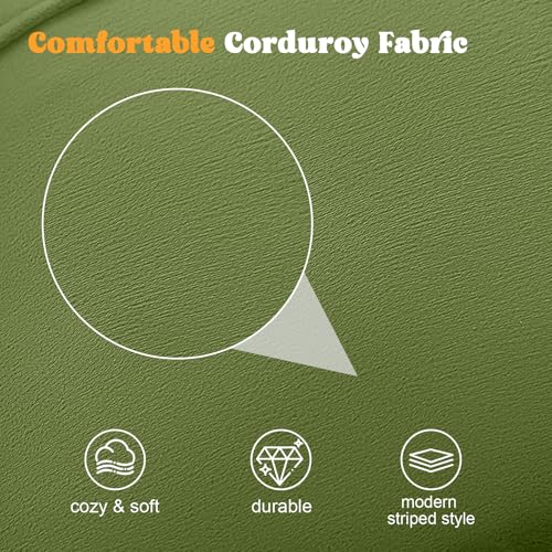 MeMoreCool Stuffed Round Pouf Ottoman Foot Rest, Floor Pouf Foot Stool with Soft Foam Chunk Filling, Small Round Ottoman Footstool Circle Footrest for Living Room - color: Piping Green