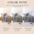 Battilo Cozy Light Grey Throw Blanket 50" x 60" | Hand Knitted Chunky Knit Throw Blanket, Soft Jumbo Chenille for Couch Sofa Bed - color: Light Grey
