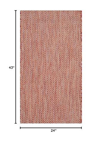 SAFAVIEH Outdoor Accent Rug 2'x3'7" - Courtyard Collection - Coastal Design, Red & Beige, Durable & Easy Cleaning, Ideal for Patio, Entryway, Mudroom, Backyard (CY8022-36521) - color: Red/Beige, size: 2' x 3'7" (Rectangular)