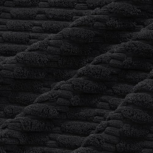 Fancy Homi Decorative Throw Pillow Covers for Bed Couch Bedroom Bench, Soft Corduroy Solid Pillow Case, Rustic Farmhouse Boho Room Decor,20" x 12" (Pack of 1),Black - color: Black, size: 20" x 12" (Pack of 1)