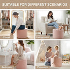 LITA Round Stuffed Pouf Ottoman, Velvet Poufs with High-Density Foam Filling and Washable Cover, Furry and Fluffy Bean Bag Foot Stools Ottoman for Living Room, Bedroom, Office, Pink - color: Velvet Pink