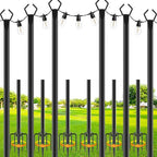 SINLEY 6 Pack String Light Poles,10 Ft Metal Poles with Fork for Outdoor String Lights,Outdoor Light Poles with Fork,Poles/Post/Stand for Outside,Patio,Deck,Backyard,Garden Wedding,Party - style: 6 Pack String light pole