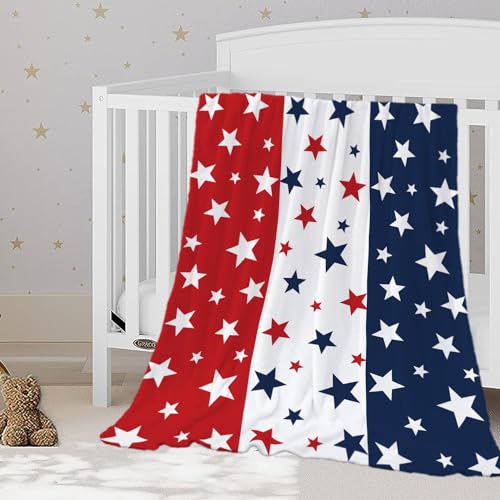 YeeJu Patriotic Throw Blanket for Baby, Small 4th of July Memorial Day Fourth of July Blanket, Toddler Swaddle, Soft Fleece, Red, White, Blue, Star, Independence, Veteran Day, 30x40 - color: Flag-03, size: 30"x40"