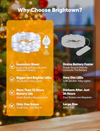 Brightown 14 Pack Warm White and White LED Fairy Lights Battery Operated String Lights, 7ft 20LED Waterproof Silver Wire String Lights, Firefly Starry Moon Lights for Mason Jars DIY Christmas Wedding - color: Warm White+White, size: 14 Pack