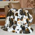 Luxury Fluffy Faux Fur Throw Blanket,Thick Fluffy Silky Fuzzy Cozy Blanket,Plush Blankets for Couch, Sofa, Chair, Bed-Cow Print-Brown 50 * 60inch - color: Cow Print-brown, size: Throw (50" x 60")
