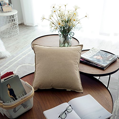 Jeanerlor Solid Natural Cotton Linen Decoration 18"x18" Throw Pillow Sham Cushion Case Soft Pillow Cover Delicate Decorative Pillowcase for Teen Boys&Girls, (45 x 45cm),2 Packs, Light Linen - color: Light Linen, size: 18" x 18" (Pack of 2)