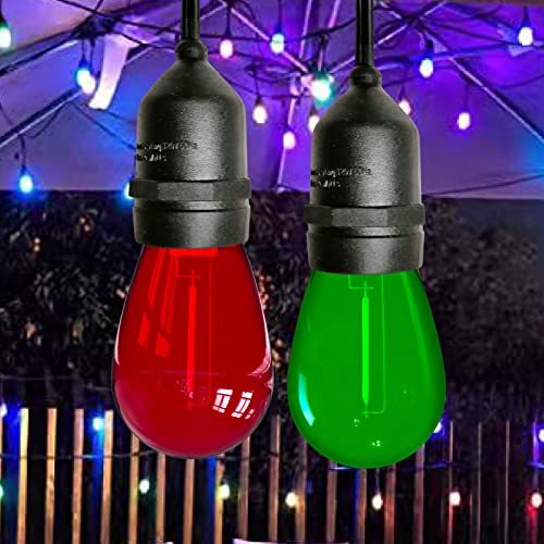 Meconard S14 Colored LED String Light Bulbs, 24-Pack 1W Plastic Shatterproof Waterproof Outdoor Indoor Replacement Bulbs for Home Decor, E26 Medium Screw Base, Red and Green Christmas Bulbs - color: Red Green, size: 24 Count (Pack of 1)
