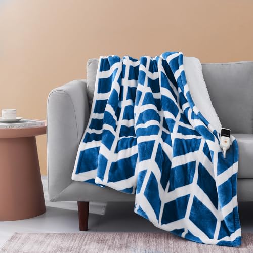 VENTIMI Electric Blanket Twin, 62" x 84" Heated Blanket with 9 Heat Levels & 2 to 10 Hours Auto Off, Fast Heating Blankets with ETL & FCC Certification, Navy - color: Navy, size: Twin