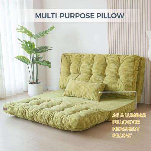 MAXYOYO Folding Sofa Bed, Tufted Bean Bag Bed with Pillows Floor Couch for Adults, Extra Thick and Long Floor Sofa, Twin Couch for Bedroom Living Room, Green, 39x91 Inch - color: Green, size: Tufted Twin