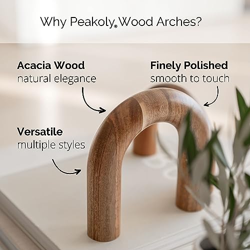 PEAKOLY Wood Arch Bookshelf Decor - Modern Shelf Decor Accents, Decorative Objects for Coffee Table, Entryway Table Sculptures, Minimalist Home Decorations for TV Console, Built in Shelves and Mantle - color: Brown
