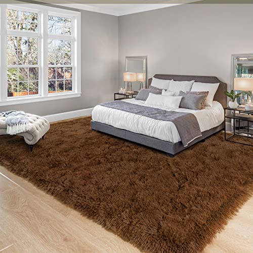 Kelarea Area Rug for Living Room, 6x9 Non-Slip Brown Rug Fluffy Soft Shag Rugs, Fuzzy Shaggy Plush Carpet for Bedroom, Nursery Rooms, Home Dorm - color: Brown, size: 6' x 9' (Rectangular)